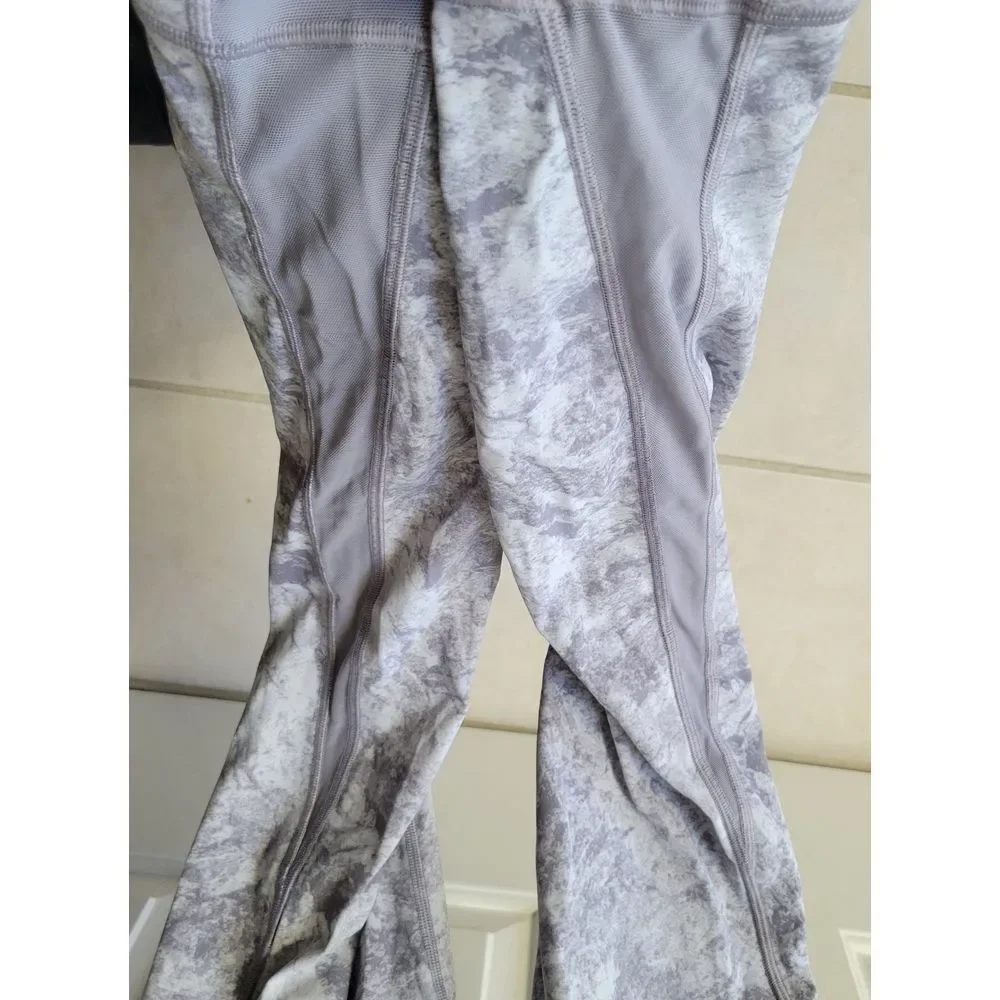 Lululemon Wunder Under Marbled High Rise Leggings Cropped Vented Ankle Women's 8